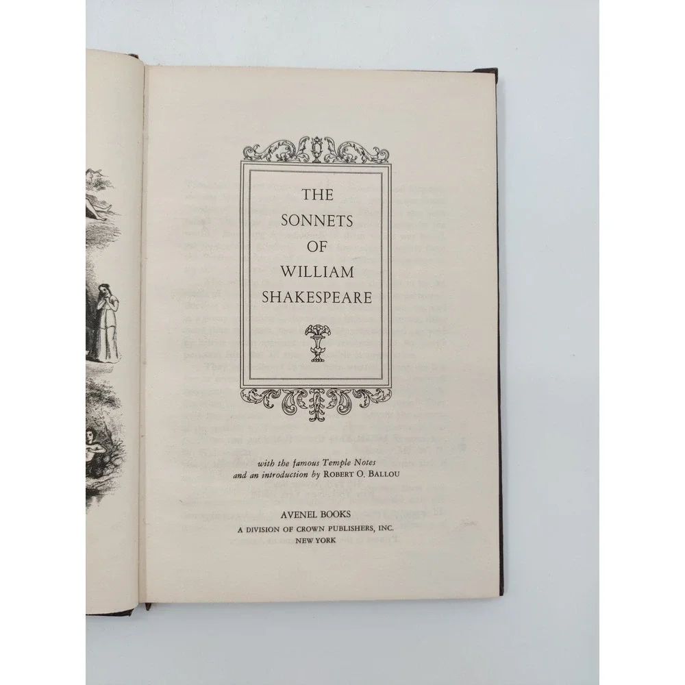 The Sonnets of William Shakespeare Avenel‎ Books Vintage Hardcover Temple Notes